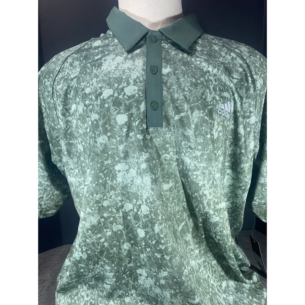 Adidas Golf Mens 2XL Polo Shirt Green Floral New